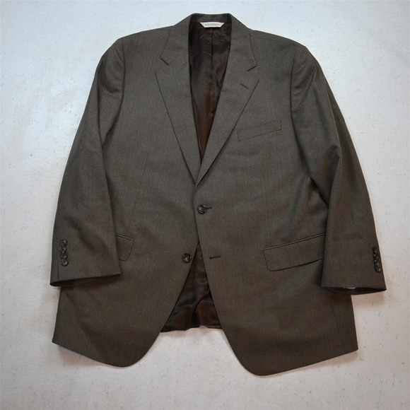 Samuelsohn 46R Brown Super 120s Wool Flannel Mens Blazer Suit Jacket Sport Coat